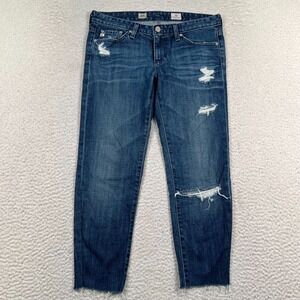AG Adriano Goldschmied Stilt‎ Cigarette Leg Jeans Women 27 *30 Distressed Denim